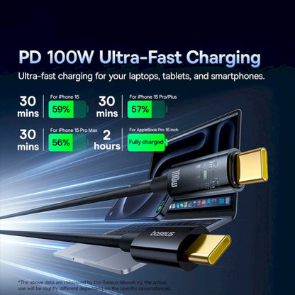 Câble de Données et de Charge USB-C - USB-C Baseus Explorer, 100W, 2m, Noir P10319704111-00