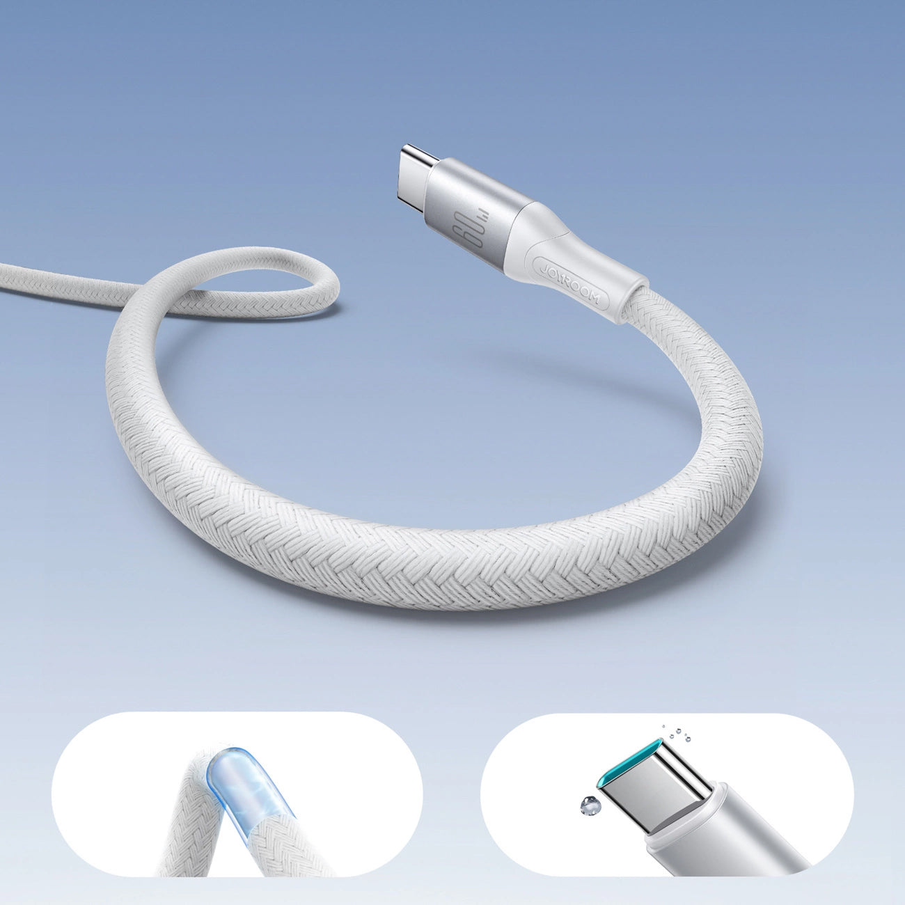 Câble de Données et de Charge USB-C - USB-C Joyroom S-A28 Flash, 60W, 1m, Blanc