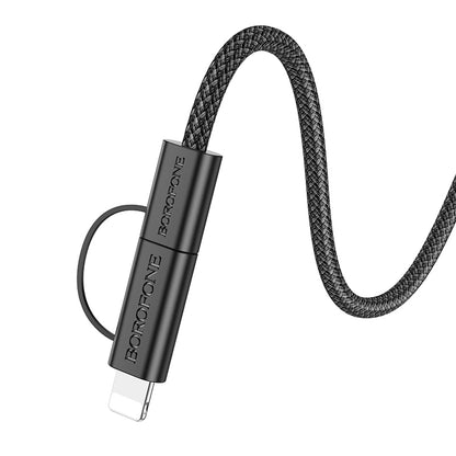Câble de Données et de Charge USB-C - Lightning / USB-C Borofone BX104 Primo 2in1, 60W, 1m, Noir