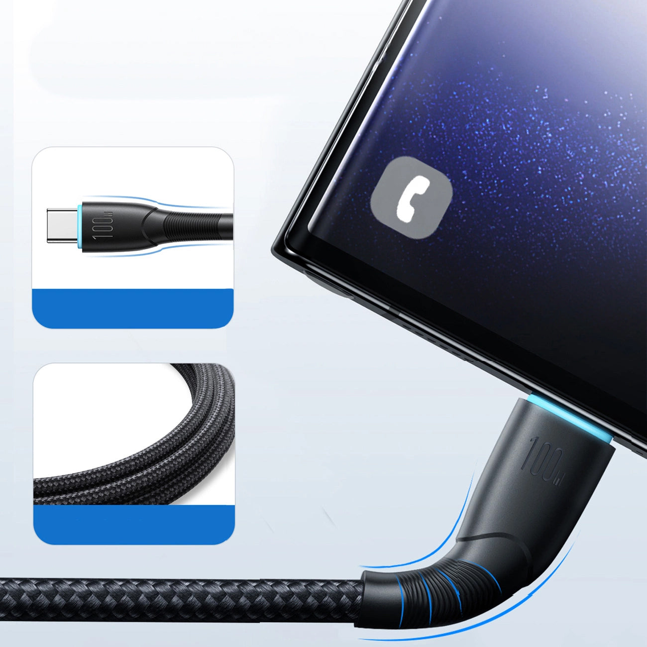 Câble de Données et de Charge USB-A - USB-C Joyroom S-A32, 100W, 1m, Noir