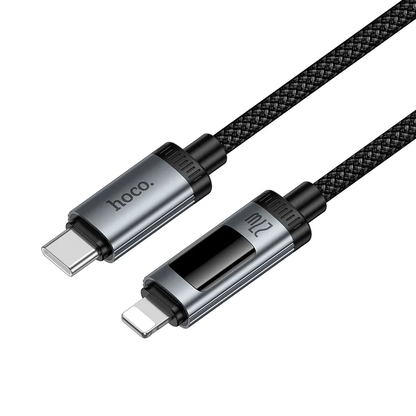 Câble de Données et de Charge USB-C - Lightning HOCO Display U148, 27W, 1.2m, Noir