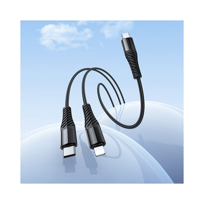 Câble de charge USB-C - Lightning / USB-C HOCO X123, 10W, 1m, Noir