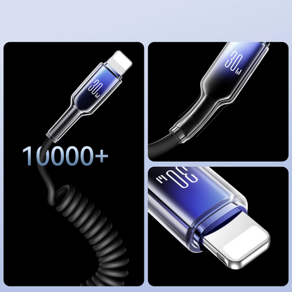 Câble de Données et de Charge USB-C - Lightning Joyroom S-A43 Crystal, 30W, 1.5m, Noir
