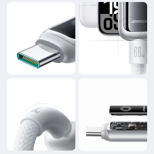 Câble de Données et de Charge USB-A - USB-C Joyroom S-A55 StarFlight Display, 66W, 1.2m, Blanc