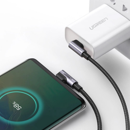 Câble de Données et de Charge USB-C - USB-C UGREEN US323 Angled, 60W, 2m, Noir