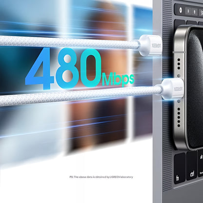 Câble de Données et de Charge USB-C - USB-C UGREEN L501, 60W, 2m, Noir