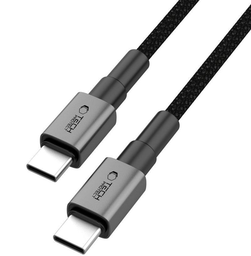 Câble de Données et de Charge USB-C - USB-C Tech-Protect Ultraboost DNA MagTwist, 100W, 1m, Gris