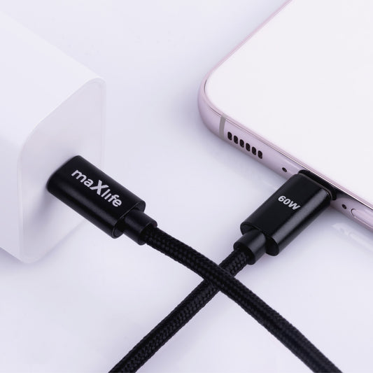 Câble de données et de charge USB-C - USB-C MaXlife MXUC-12, 60W, 2m, Noir