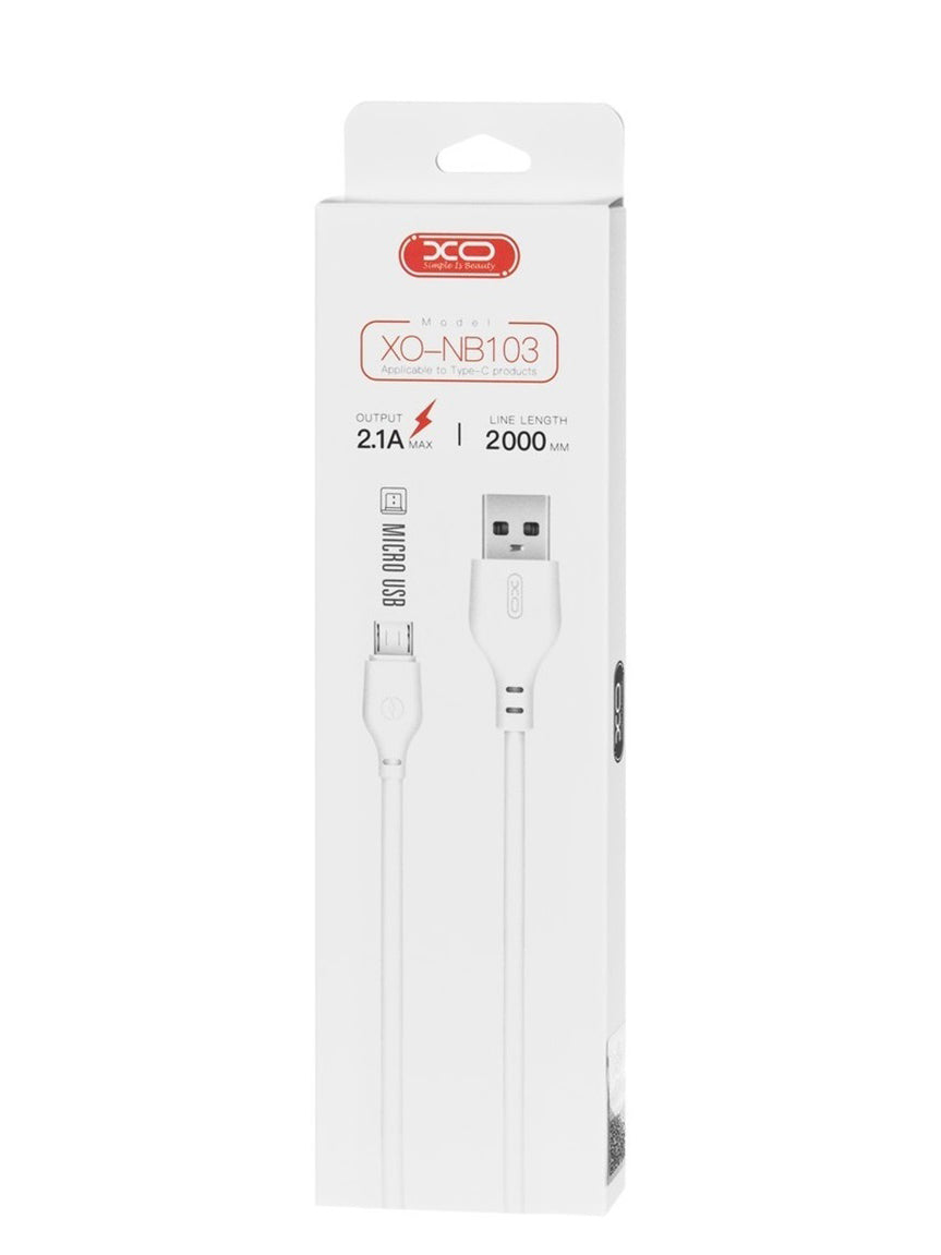 Câble de Données et de Charge USB-A - microUSB XO Design NB103, 18W, 2m, Blanc