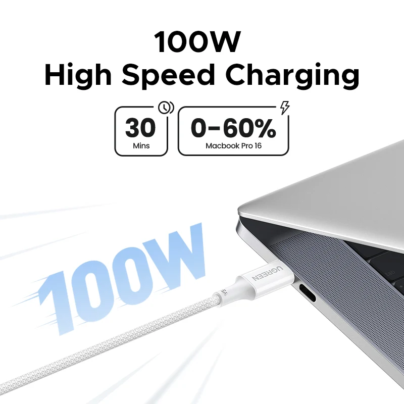 Câble de données et de charge USB-C - USB-C UGREEN L502 (35221), 100W, 2m, Blanc