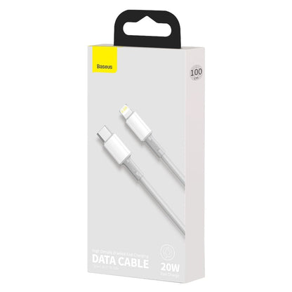 Câble de données et de charge USB-C - Lightning Baseus tressé haute densité, 20W, 2m, blanc CATLGD-A02