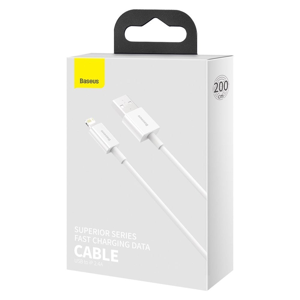 Câble de données et de chargement USB-A - Lightning Baseus Superior Series, 20W, 2m, blanc CALYS-C02