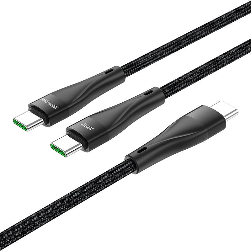 Câble de données et de charge USB-C - USB-C HOCO U102 Super, 100W, 1.2m, Noir