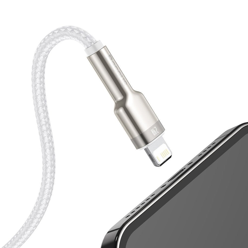 Câble de Données et de Charge USB-A - Lightning Baseus Cafule Metal Series, 18W, 2m, Blanc CALJK-B02