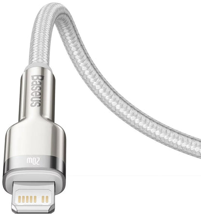 Câble de données et de charge USB-C - Lightning Baseus Cafule Metal Series, 20W, 1m, blanc CATLJK-A02