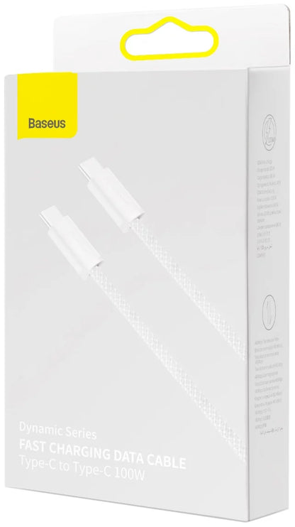 Câble de données et de charge USB-C - USB-C Baseus Dynamic Series, 100W, 1m, blanc CALD000202 