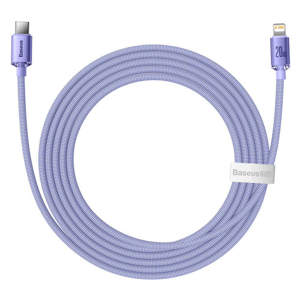 Câble de Données et de Charge USB-C - Lightning Baseus Crystal Shine Series, 20W, 2m, Mauve CAJY000305
