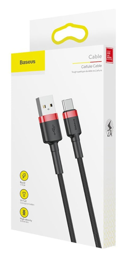 Câble de données et de charge USB-A - USB-C Baseus Cafule, 18W, 0.5m, Rouge CATKLF-D91 