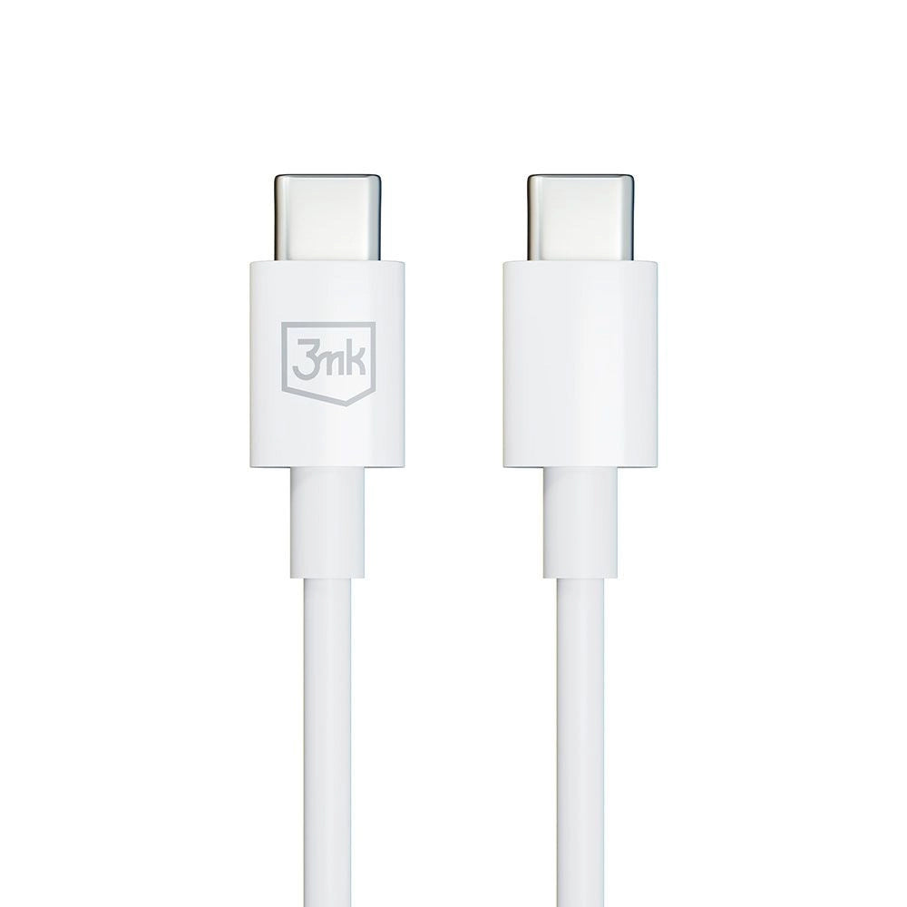 Câble de données et de charge USB-C - USB-C 3MK Hyper, 100W, 1.2m, blanc 