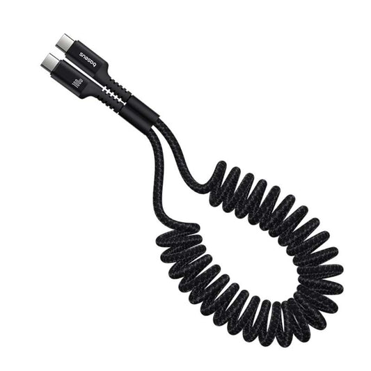 Cablu Date si Incarcare USB-C - USB-C Baseus Fish Eye Spring, 100W, 1m, Negru P10320203111-00
