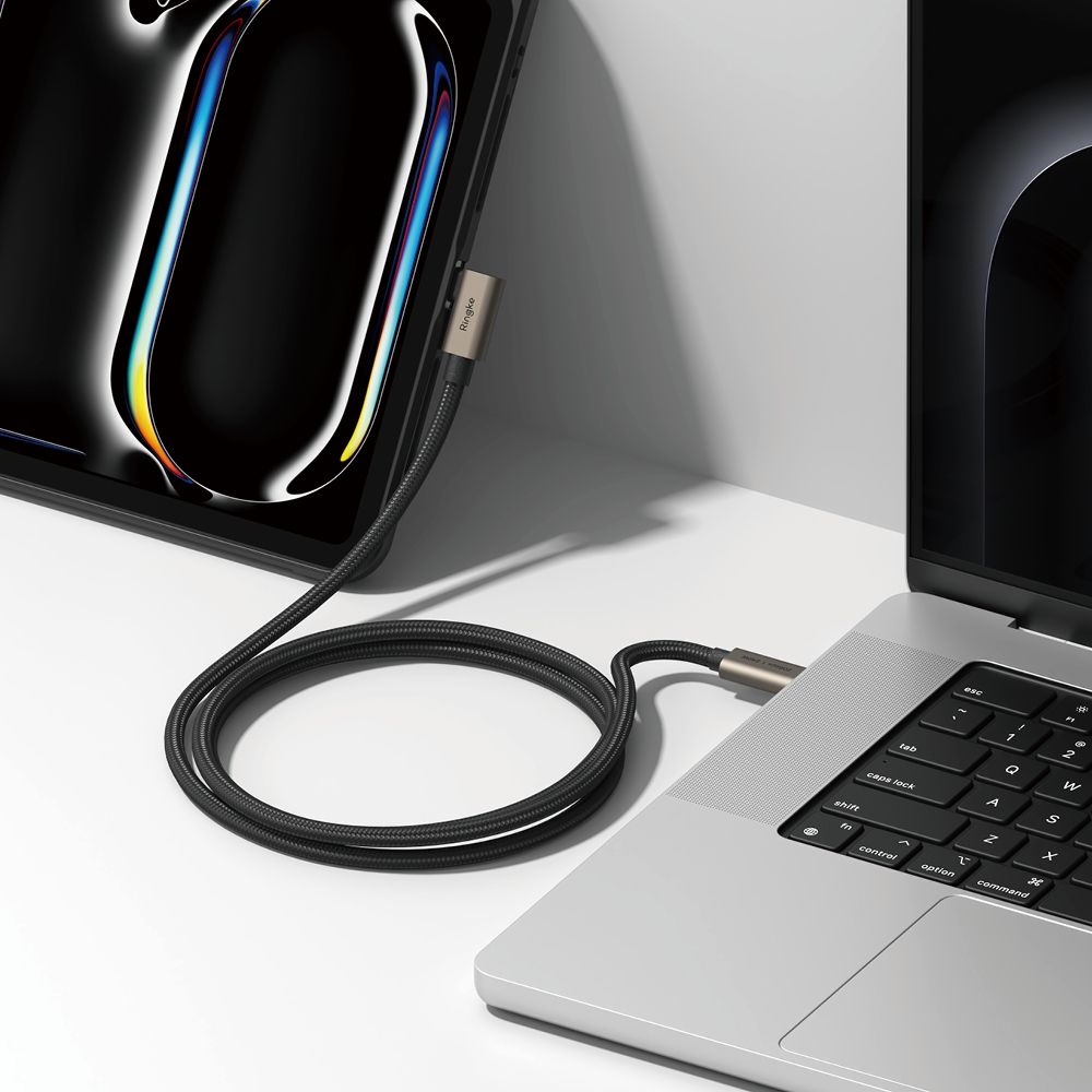 Câble de Données et de Charge USB-C - USB-C Ringke 2X2 Angled, 240W, 1m, Noir