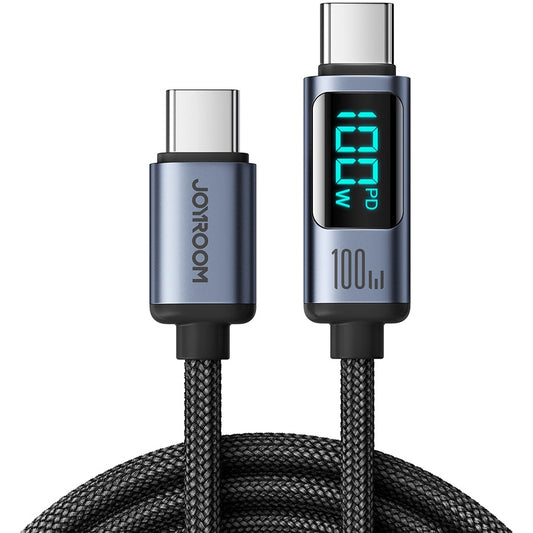 Câble de Données et de Charge USB-C - USB-C Joyroom S-A16 Prism Display, 100W, 1.2m, Noir