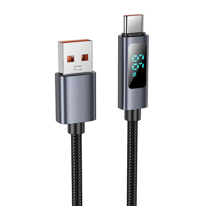 Câble de Données et de Charge USB-A - USB-C HOCO Display X112, 100W, 1m, Noir