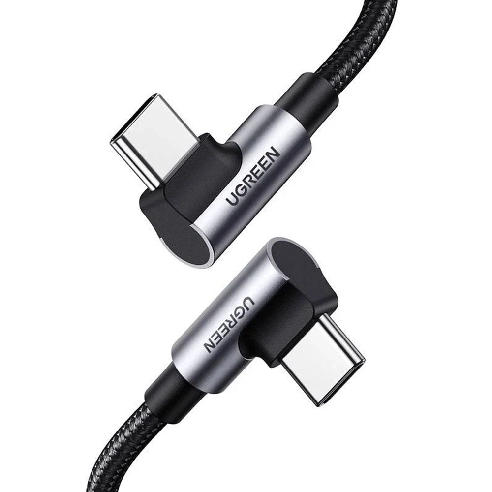 Câble de Données et de Charge USB-C - USB-C UGREEN US335 Angled, 100W, 2m, Noir