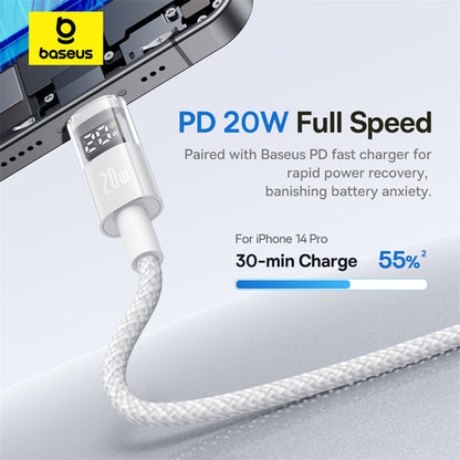 Câble de Données et de Charge USB-C - Lightning Baseus Display 2, 20W, 2m, Blanc P10382703211-01