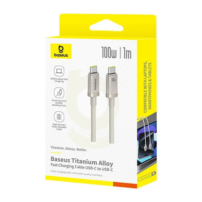 Câble de Données et de Charge USB-C - USB-C Baseus Titanium, 100W, 1m, Argenté P10378100G21-00