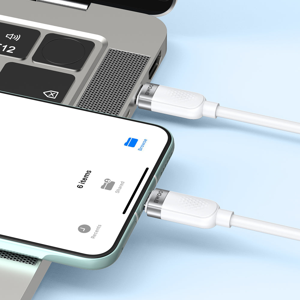 Câble de Données et de Charge USB-C - USB-C BWOO BO-X315C, 100W, 1m, Blanc