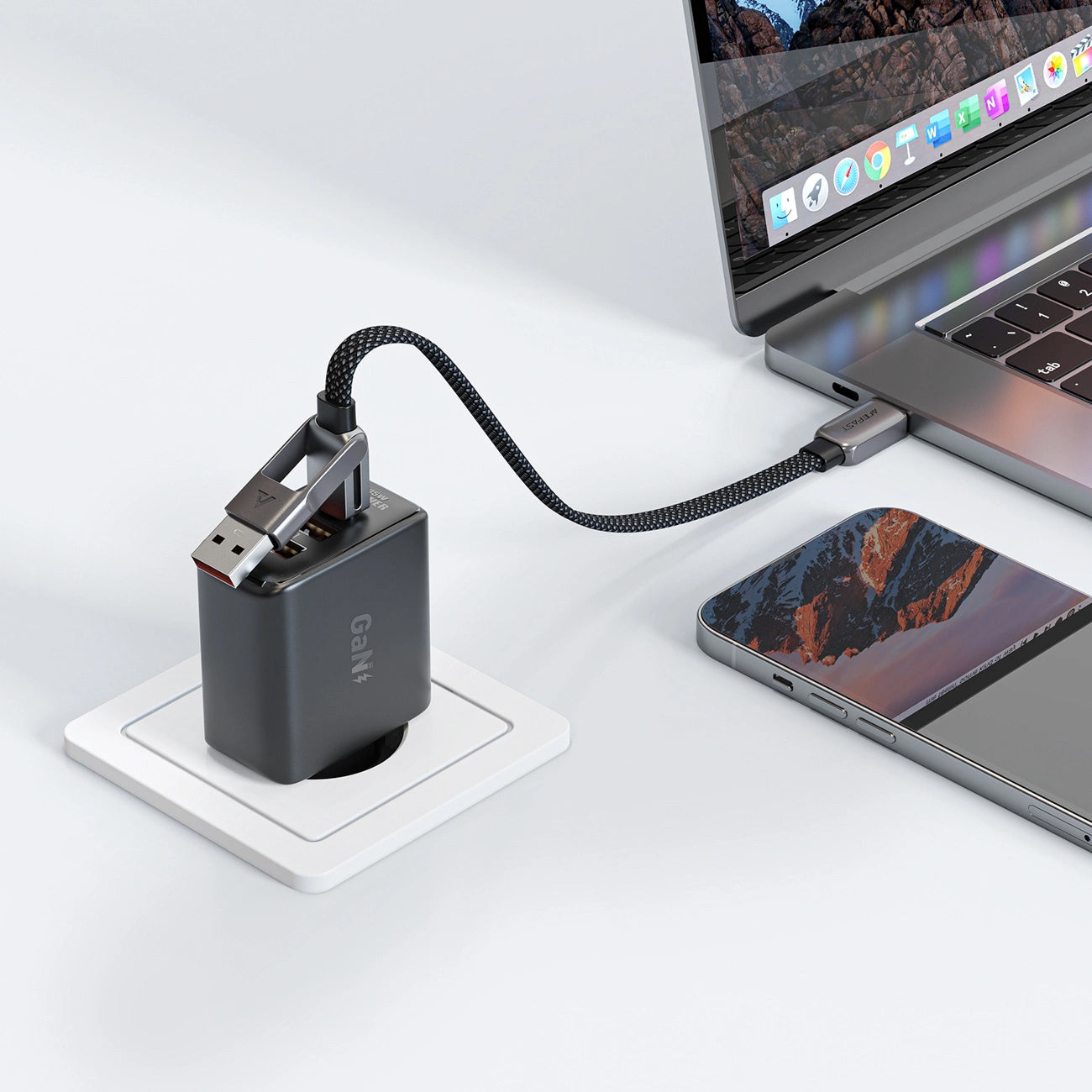 Câble de Données et de Charge USB-C - USB-A / USB-C Acefast C13-05, 60W, 0.2m, Noir