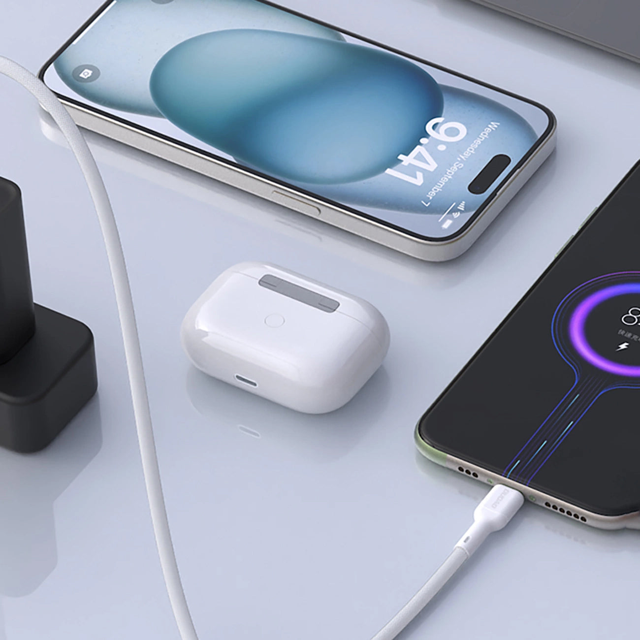 Câble de Données et de Charge USB-A - USB-C Dudao L9T, 100W, 1m, Blanc