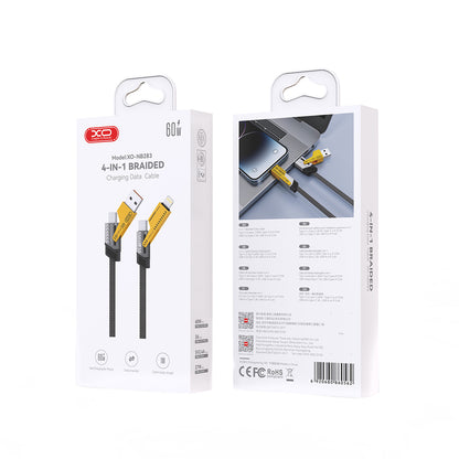 Câble de Données et de Charge USB-A / USB-C - Lightning / USB-C XO Design NB283, 60W, 1m, Gris