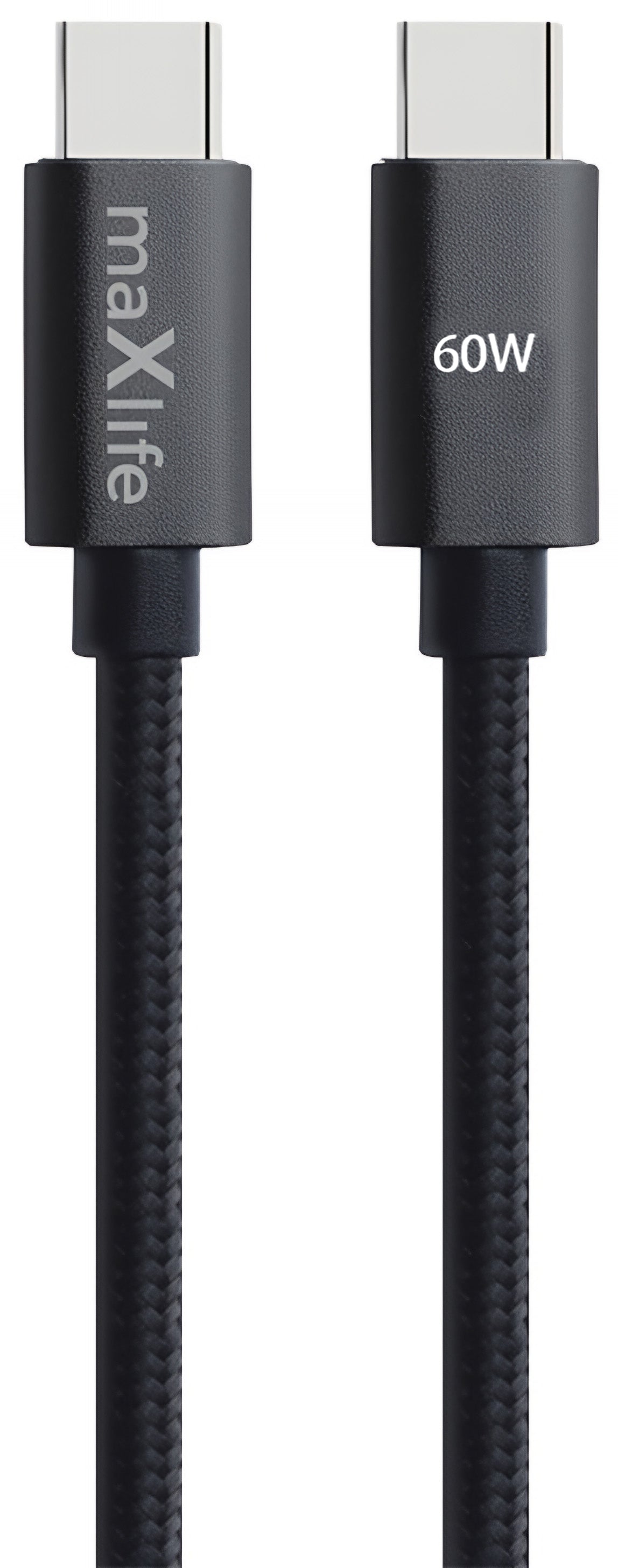 Câble de données et de charge USB-C - USB-C MaXlife MXUC-12, 60W, 2m, Noir