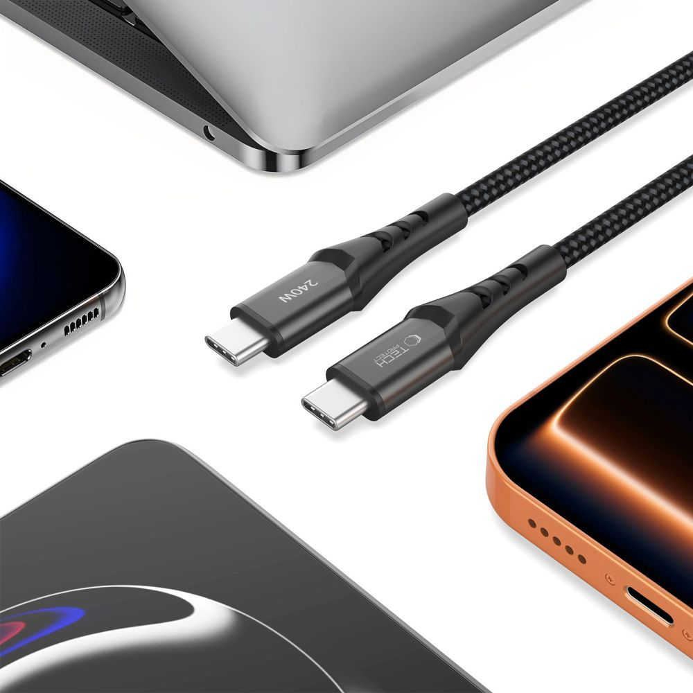 Câble de données et de charge USB-C - USB-C Tech-Protect UB11T Ultraboost, 240W, 1m, Noir