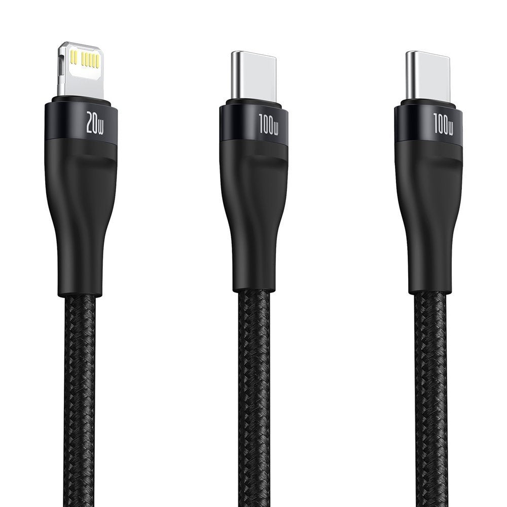 Câble de Données et de Charge USB-C - Lightning / USB-C Baseus Flash Series 2in1, 100W, 1.2m, Noir CA1T2-F01