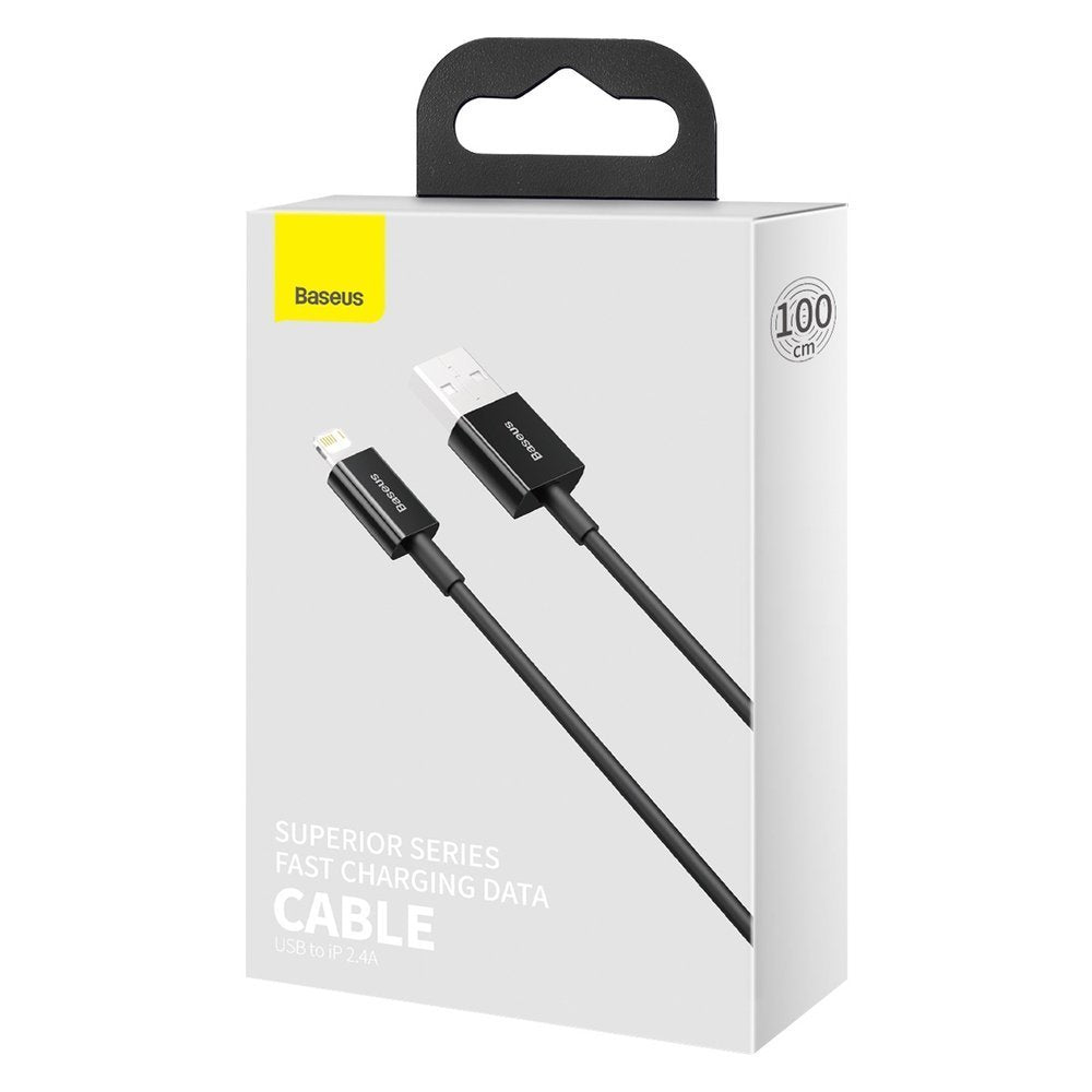 Câble de données et de chargement USB-A - Lightning Baseus Superior Series, 20W, 1m, noir CALYS-A01