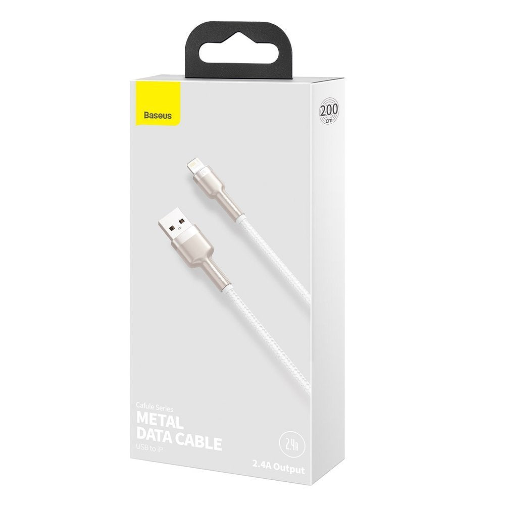 Câble de Données et de Charge USB-A - Lightning Baseus Cafule Metal Series, 18W, 2m, Blanc CALJK-B02