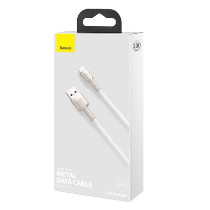 Câble de Données et de Charge USB-A - Lightning Baseus Cafule Metal Series, 18W, 2m, Blanc CALJK-B02