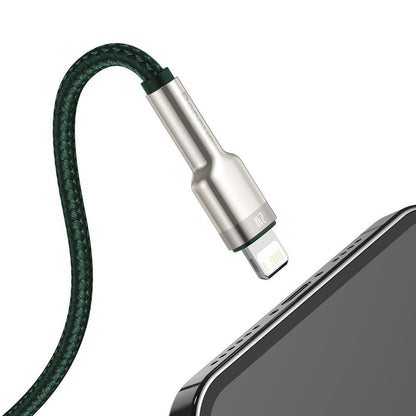 Câble de Données et de Charge USB-A - Lightning Baseus Cafule Metal Series, 18W, 1m, Vert CALJK-A06