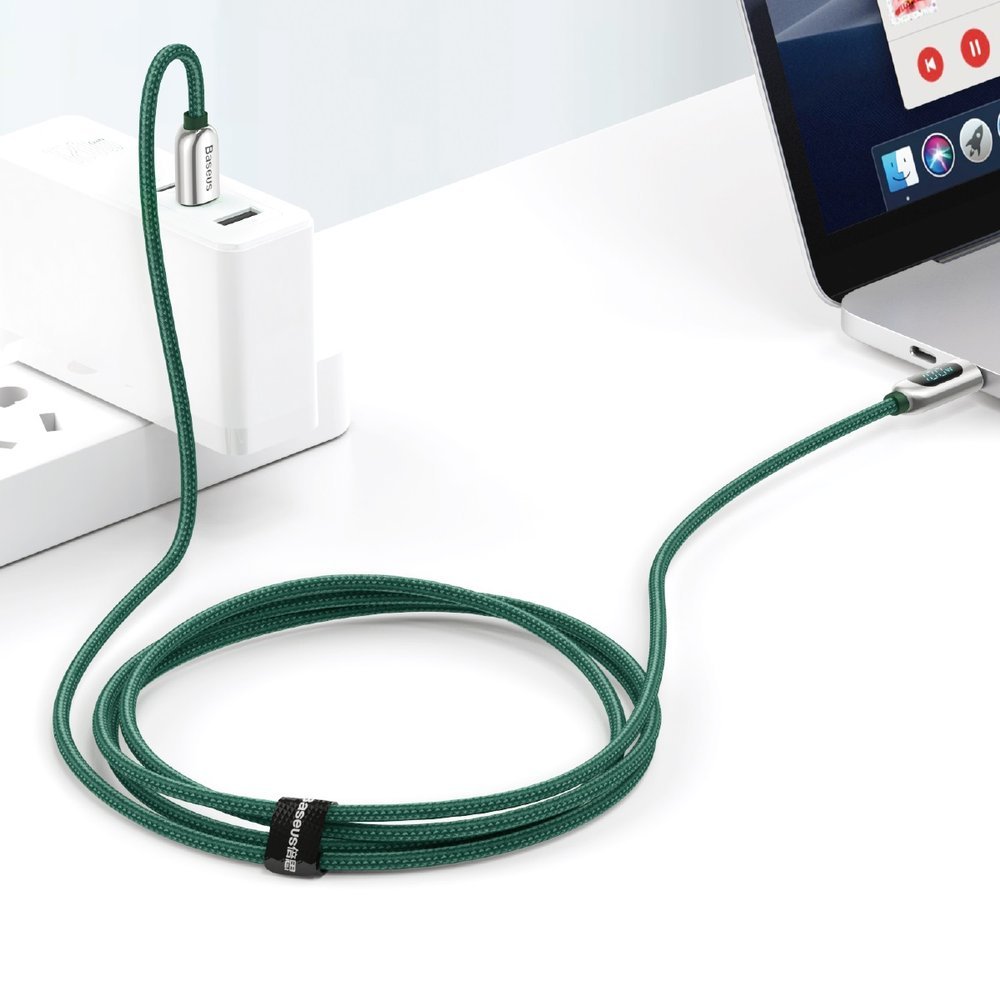 Câble de données et de charge USB-C - Chargement rapide USB-C Baseus Display, 100W, 1m, vert CATSK-B06