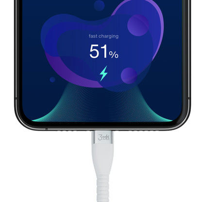 Câble de données et de charge USB-C - USB-C 3MK Hyper Silicone, 60W, 1m, Blanc