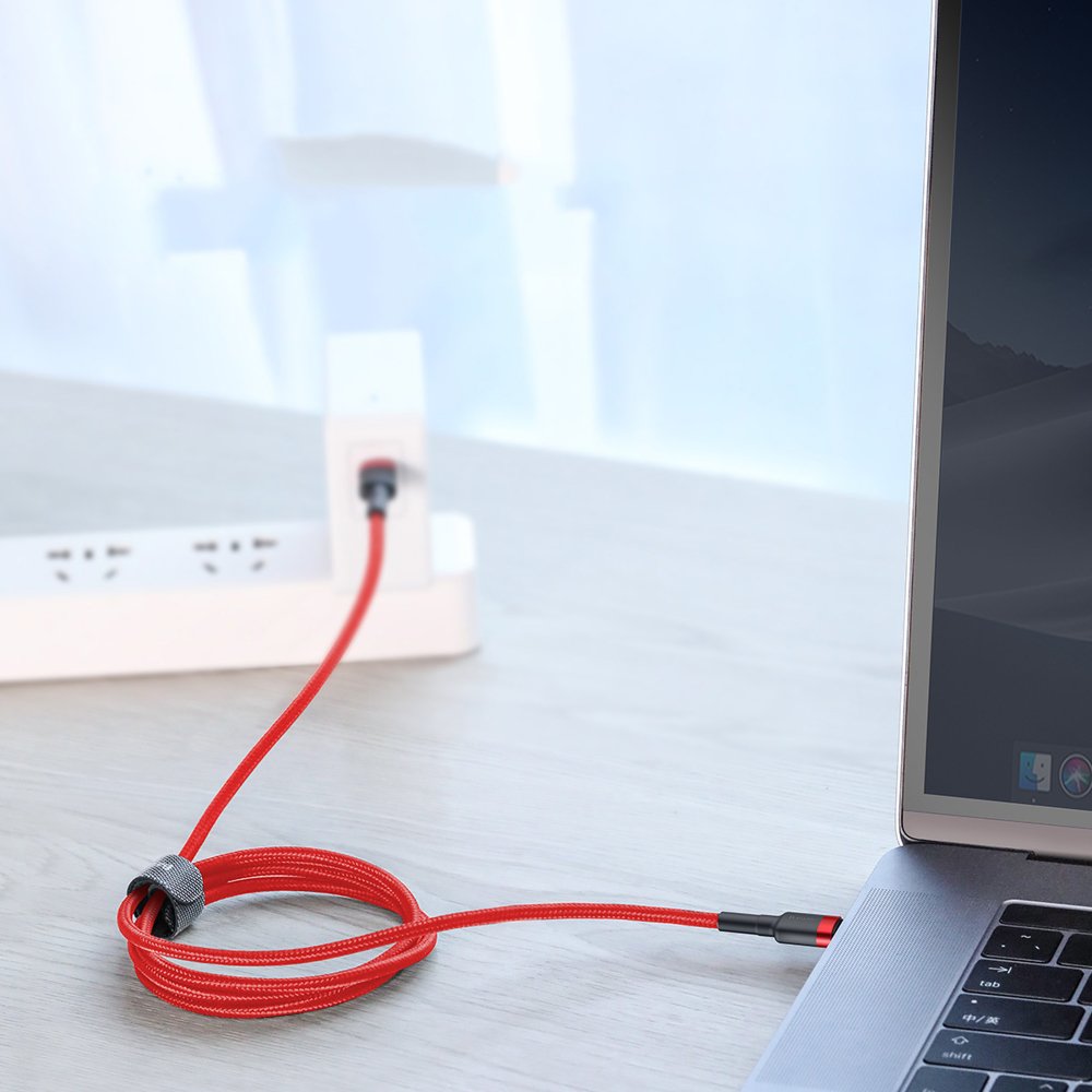 Câble de données et de charge USB-C - USB-C Baseus Cafule, 60W, 2m, Rouge CATKLF-H09