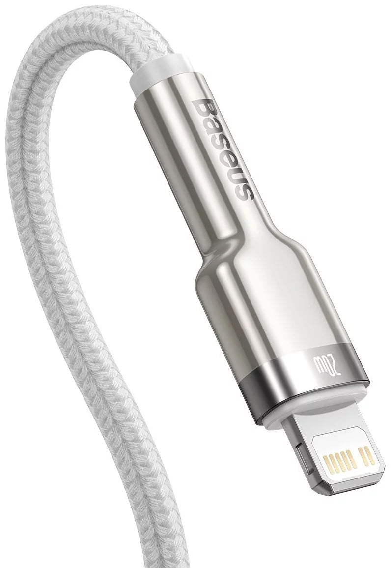 Câble de données et de charge USB-C - Lightning Baseus Cafule Metal Series, 20W, 1m, blanc CATLJK-A02