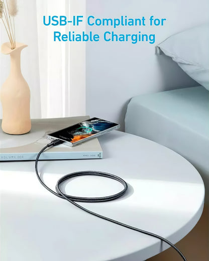 Câble de données et de charge USB-C - USB-C Anker 322, 60W, 0.9m, Noir A81F5G11 