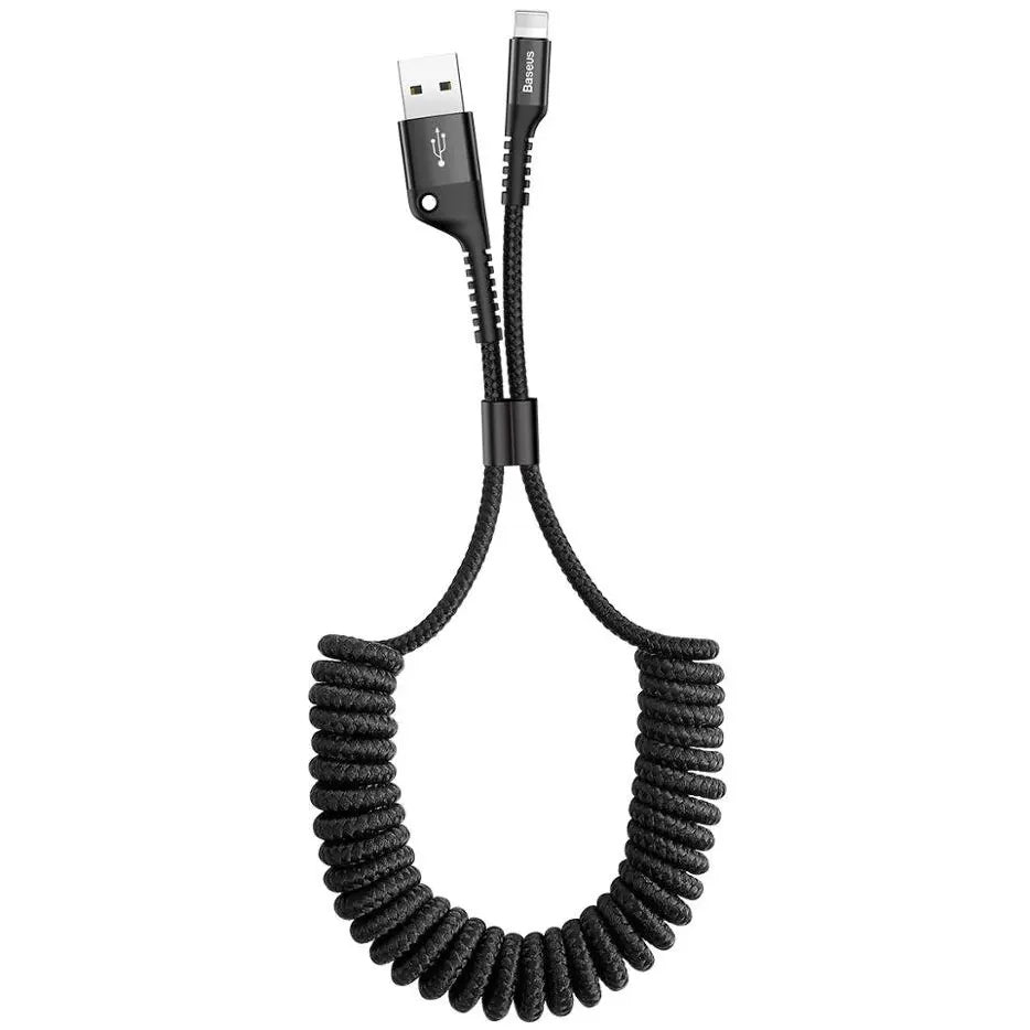 Câble de données et de chargement USB-A - Lightning Baseus Fish Eye Spring, 18W, 1m, Noir CALSR-01 CALSR-01