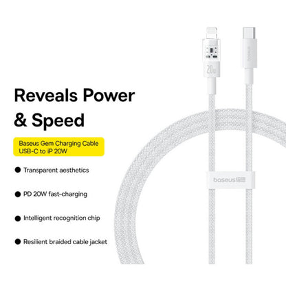Câble de Données et de Charge USB-C - Lightning Baseus Gem, 20W, 1m, Blanc P10373001211-00