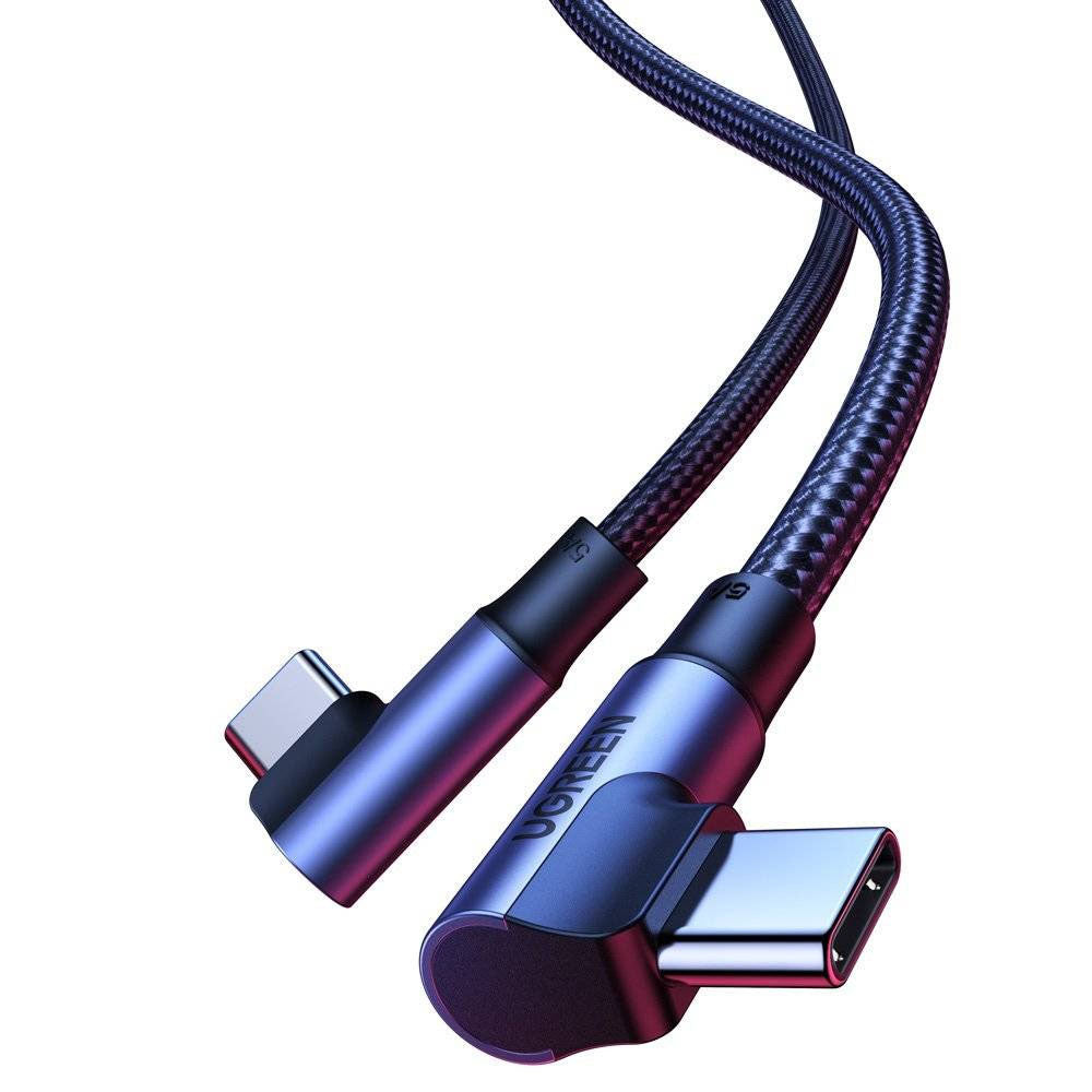 Câble de Données et de Charge USB-C - USB-C UGREEN US335 Angled, 100W, 2m, Noir