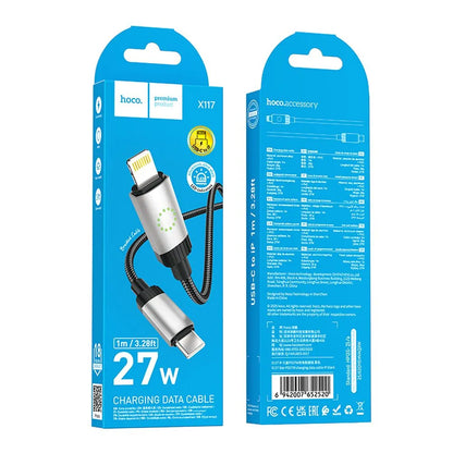 Câble de données et de charge USB-C - Lightning HOCO X117, 27W, 1m, Noir
